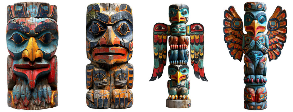 totem pole isolated on transparent background, element for design