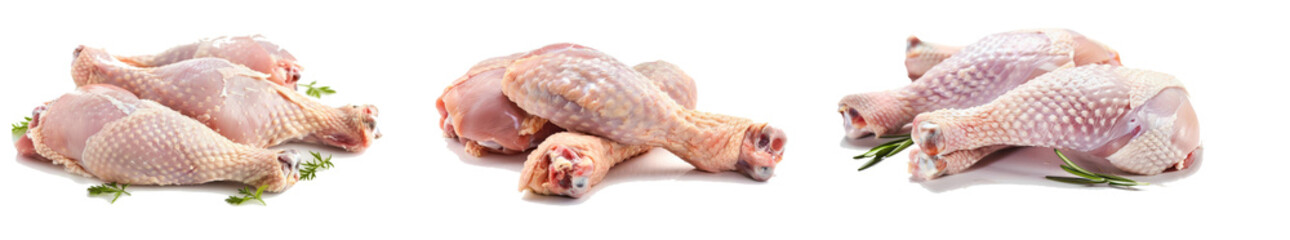 Raw chicken legs isolated on white background