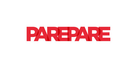 Parepare in the Indonesia emblem. The design features a geometric style, vector illustration with bold typography in a modern font. The graphic slogan lettering.