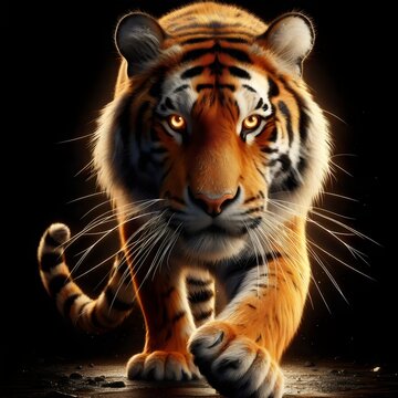 tiger on a black background Ai generated 