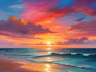 Zelfklevend Fotobehang sunset on the beach © Abida