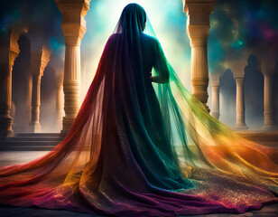 Indian woman in beautiful veil. Edited AI generated image - 753093508