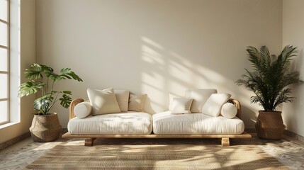 Fototapeta na wymiar Scandinavian Minimalism: Modern Living Room with Natural Light