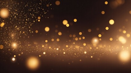 Fototapeta na wymiar Brown and gold bokeh with elegant sparkling particles on dark background