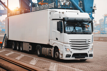 Provision Supply Stores Delivery By Freight Trailer Truck In The Trade Port Directly To The Customer