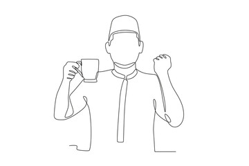 A man is excited after breaking the fast