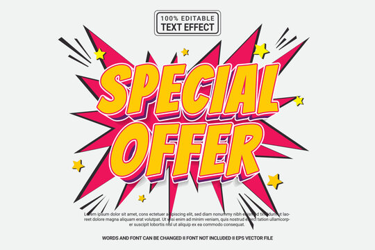 Editable text effect Special offer 3d cartoon template style modern premium vector
