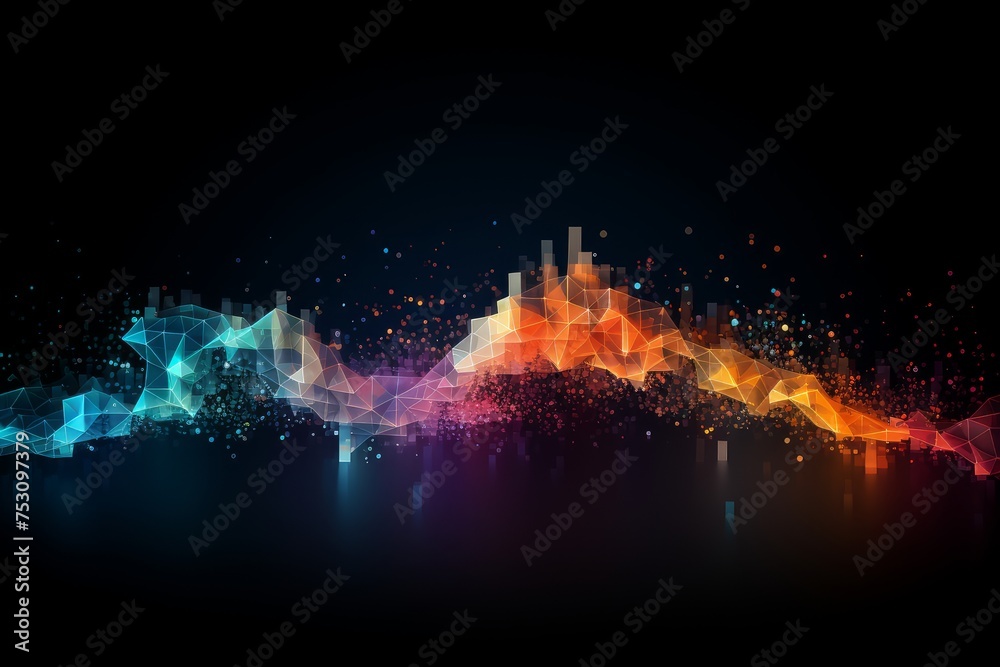 Poster digital graphic abstract background for technological processes, neural networks, digital data stora