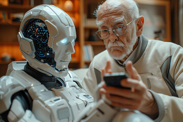 An elderly man turns to smartphone AI for help.