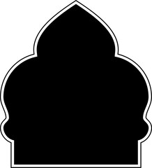 Islamic Dome Design Glyph with outline Black filled silhouettes Design pictogram symbol visual illustration