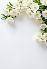 minimallist, white, background, spring flower. Generative AI.	
