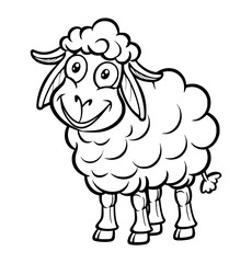 Fototapeta premium Illustration of sheep coloring page for kids - coloring book