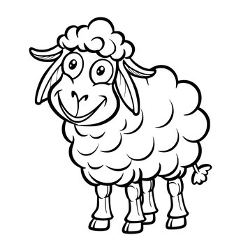 Illustration of sheep coloring page for kids - coloring book