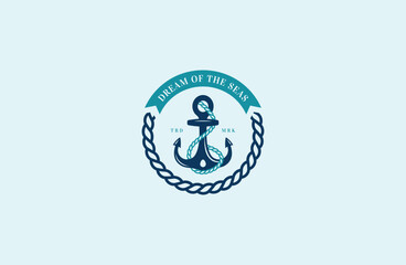 Vintage nautical anchor logo design template flat vector