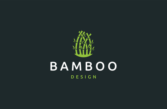 Bamboo logo design template flat vector
