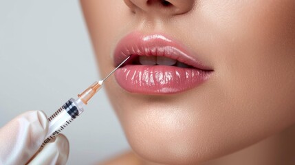 woman with nice lips injecting lips for augmentation