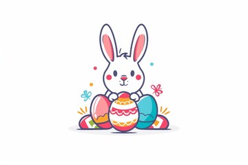 Colorful Easter Egg Basket Easter symbols. Happy easter Blood bunny. 3d turquoise fields hare rabbit illustration. Cute Lime blossoms festive card Pastel baby lemon copy space wallpaper backdrop