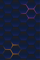 Technological hexagonal background with neon light 