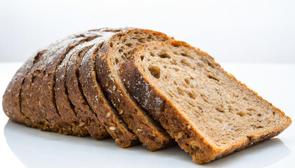 whole grain bread cut into pieces of rye isolated on white background