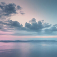 Pastel sky with blue ocean scenery.