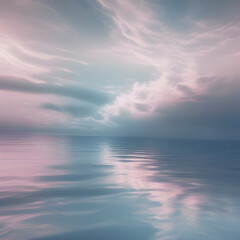 Naklejka na ściany i meble Pastel sky with blue ocean scenery.