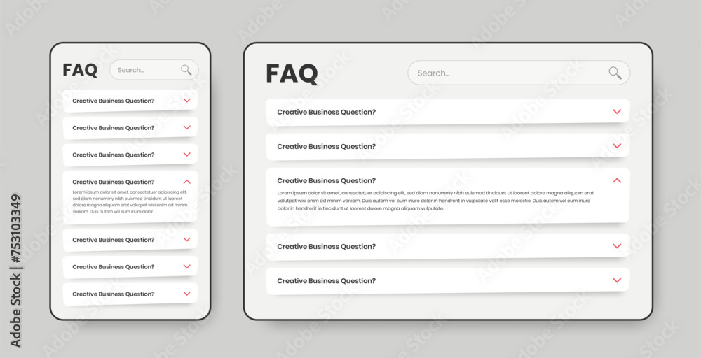 Wall mural minimalist faq or frequently asked question ui layout design for mobile and web with abstract shape