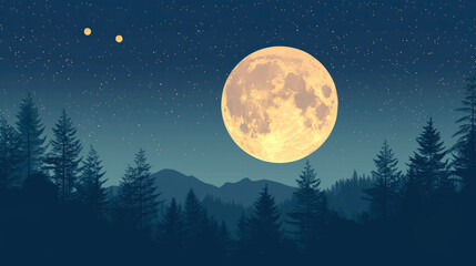 Fototapeta na wymiar Night Sky Elegance: Enchanting Full Moon