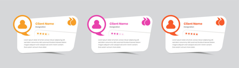 Modern customer feedback testimonial and client review template with star ratings