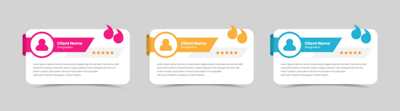 Simple customer feedback testimonial or client review quotation card element design