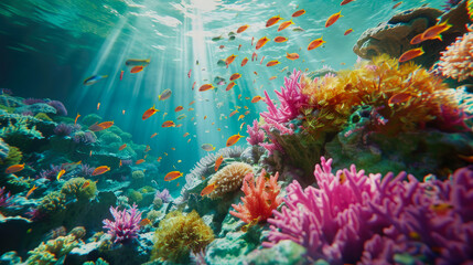 Fototapeta na wymiar Tropical Serenity: Colorful Coral Reef and Exotic Fish