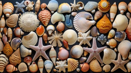 Sea shells collection. Generative AI