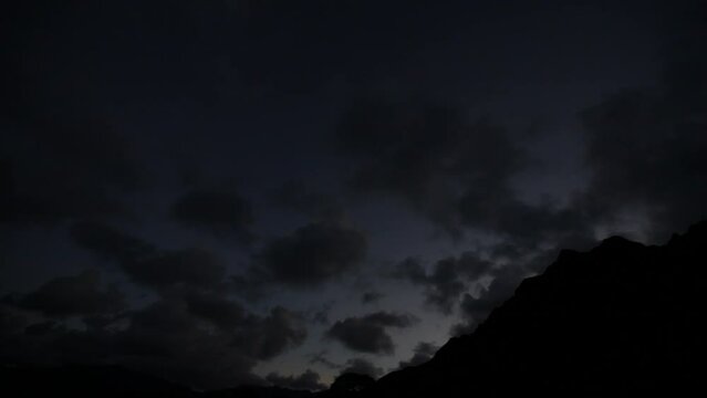Dimming sky with patchy clouds - low, locked off shot