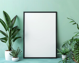 Chic Black Frame Mockup with Blank Illustration