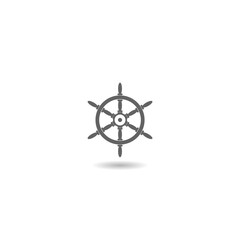 Ship steering wheel icon with shadow