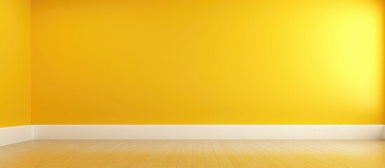 Empty room with white canvas on yellow wall in gallery