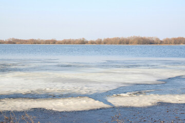 Spring came. Ice drift on the river