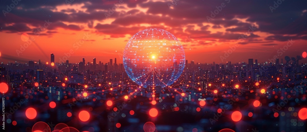Poster ict (information communication network). smart city concept is based on internet of things (iot) and