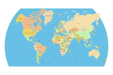 Fototapeta na wymiar World Map with Country Names vector format