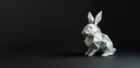 Conejo blanco hecho con papel con la técnica del origami