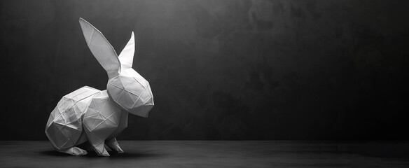 Conejo blanco hecho con papel con la técnica del origami