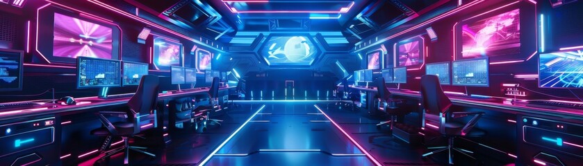 Colorful eSports arena in space - obrazy, fototapety, plakaty