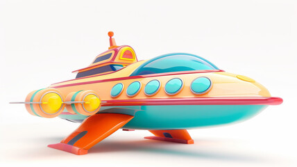 Whimsical 3D cartoon space cruise ship