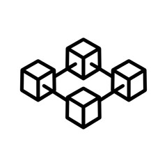 Blockchain vector icon or design element in outline style