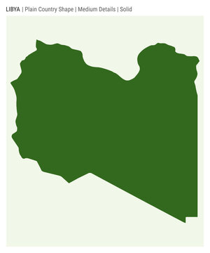 Libya plain country map. Medium Details. Solid style. Shape of Libya. Vector illustration.