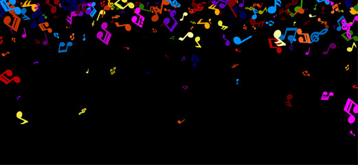 Colorful Music Notes on Black