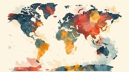 A globe map with distinct colours for each region to indicate the varied ways that people spend their money
