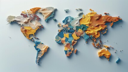 A globe map with distinct colours for each region to indicate the varied ways that people spend...