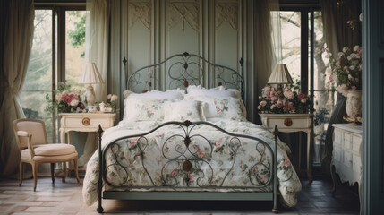 Charm of a French country bedroom with an Aubusson rug