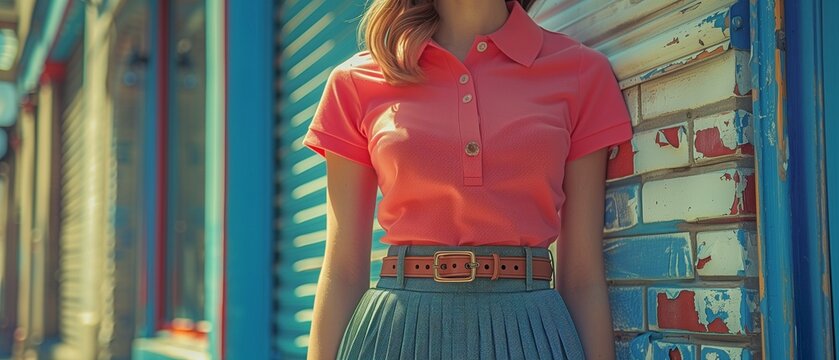 Ideal for a day of touring the city, this preppy polo shirt pairs well with a midi skirt and a distinctive belt.