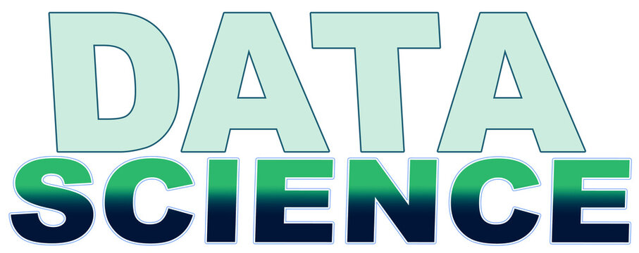 Data Science concept, text, creative logo, design word, Illustration for book, magazine, blog, article